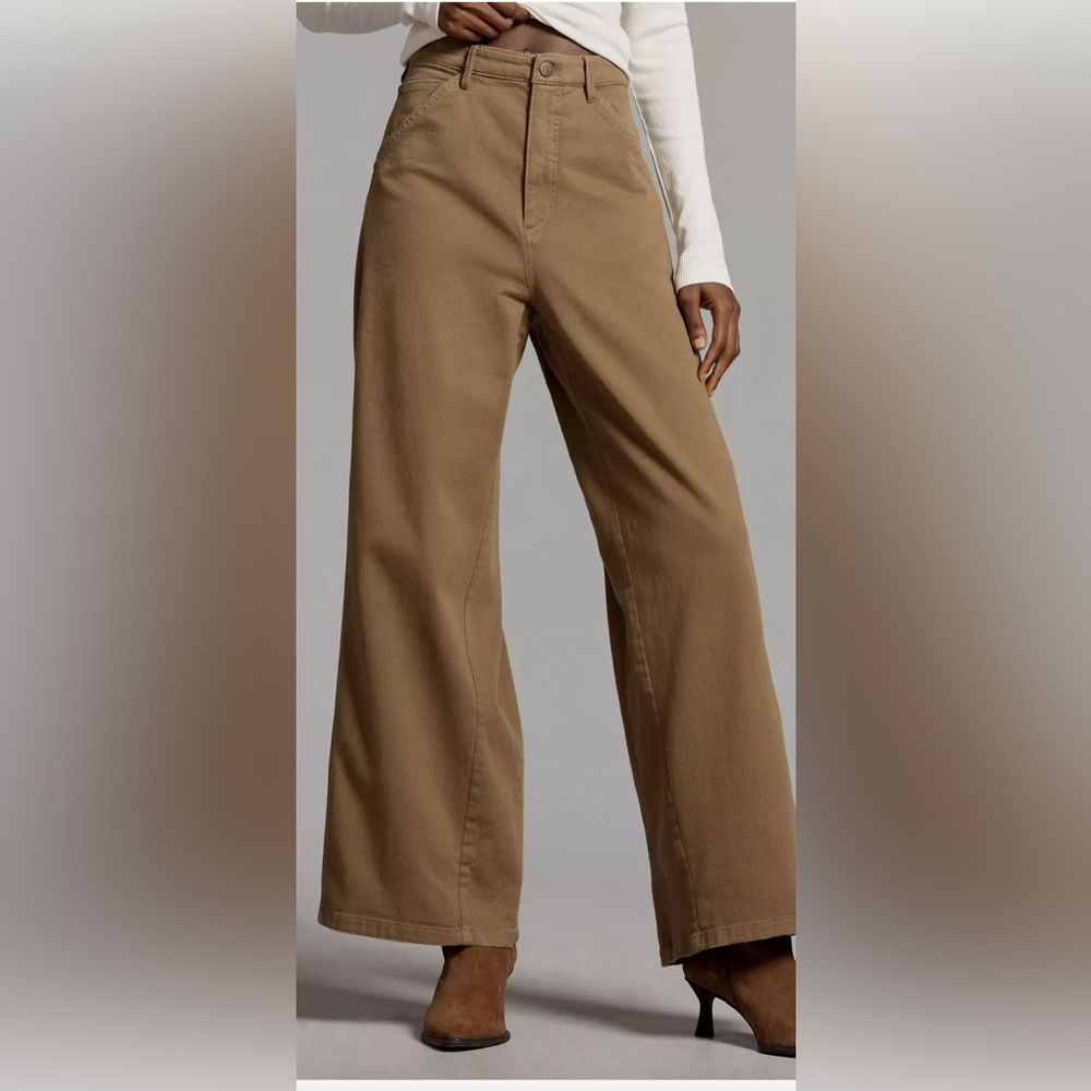 NWT Anthropologie Pilcro Relaxed Elastic-Back Wide-Leg Pants in Bronze Size 2X